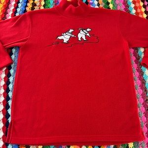 Vintage 90s Polar Bear Bizzit Collection Cherry Mockneck Fleece Pullover…